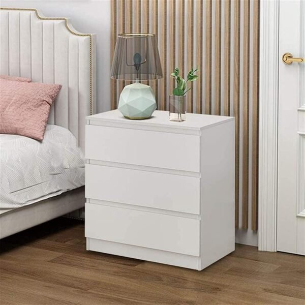 SONGMICS HOME Bedside Table with Charging Station, Side End Table with 3 Drawers, 2 AC Outlets, 2 USB Ports, Bevelled Drawer Fronts, for Living Room, Bedroom, Study, Modern, Apartment - Image 2
