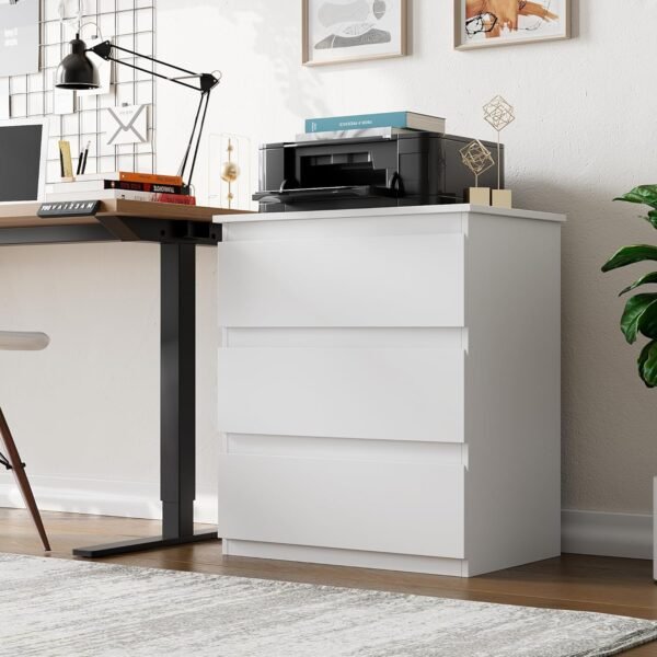 SONGMICS HOME Bedside Table with Charging Station, Side End Table with 3 Drawers, 2 AC Outlets, 2 USB Ports, Bevelled Drawer Fronts, for Living Room, Bedroom, Study, Modern, Apartment - Image 5